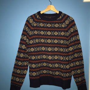 J. Crew lambswool fair isle sweater in navy